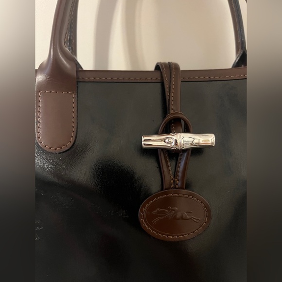 Longchamp Leather Mini Le Roseau Tote Bamboo Toggle Hand Bag Top Handle Purse xo - Picture 2 of 13
